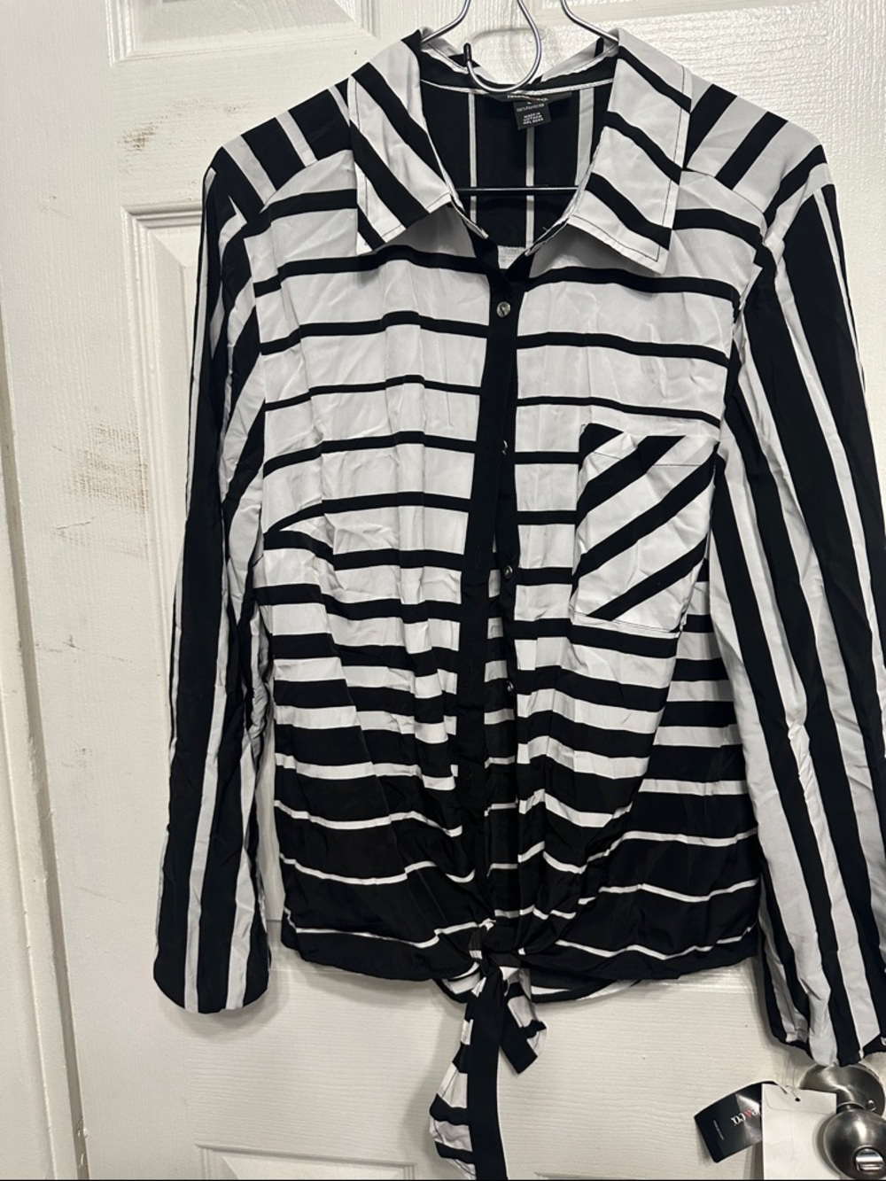 Style & Co. Black and White Striped Button-Up Shirt